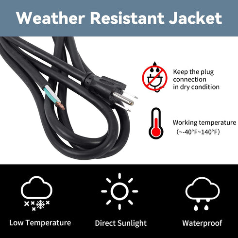 EP 2 Pack 3 ft 14/3C SJTW Appliance and Power Tool Cord, 14 Gauge 3 Prong Heavy Duty Replacement Power Supply Cord Cable, 110V 115V 120V AC Pigtai...