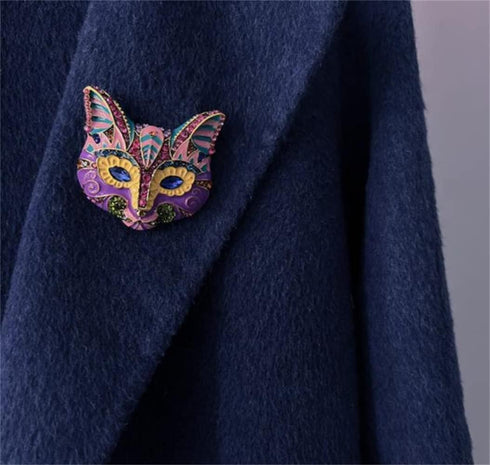Cat Head Brooches Crystal Rhinestone Animal Women Party Brooch Pins Fashion Scarf Buckle Pin for Women, Multicolor...