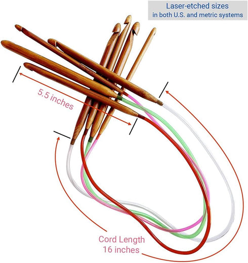 KnitPal 16-inch (40cm) Circular Crochet Hooks Double Ended Tunisian Crochet Hooks Set with Cable for Afghan Crocheting in The Round - 6 US Sizes: ...