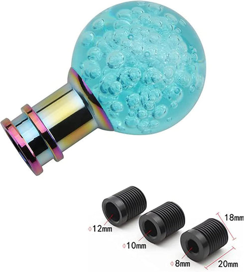 Gear Shift Knob Round Ball Shift Knob Crystal Transparent Bubble Gear Shifter Fit for Universal Manual Atomatic Transmission Vehicles (Blue)...