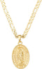 14K Gold Plated Virgin Mary Guadalupe Pendant Necklace for Women Men 3mm Flat Figaro Chain Necklace 18/22 inches...