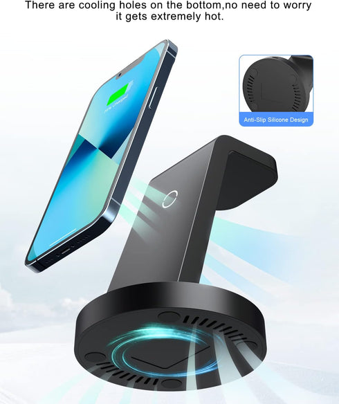 3 in 1 Charging Station for Apple Device, Wireless Charger for iPhone 15 14 13 12 11 Pro Max & Apple Watch iwacth - Charging Stand Dock for AirPod...