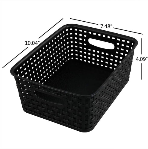 6-pack Black Woven Plastic Storage Baskets Organizing Bins...