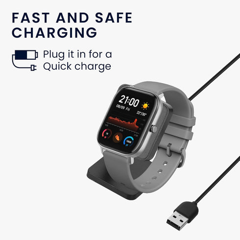 kwmobile Docking Station Compatible with Huami Amazfit GTS 4 / GTR 4 / GTR 4 Pro - Charging Charger Cable with Stand - Black...