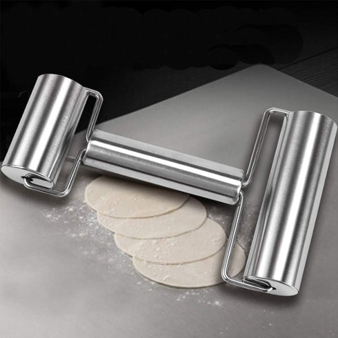 Rolling Pin Double Roller, Stainless Steel Pastry and Pizza Double Dough Baker Roller Metal Kitchen Utensils Ideal for Baking Dough, Pizza, Pie, P...