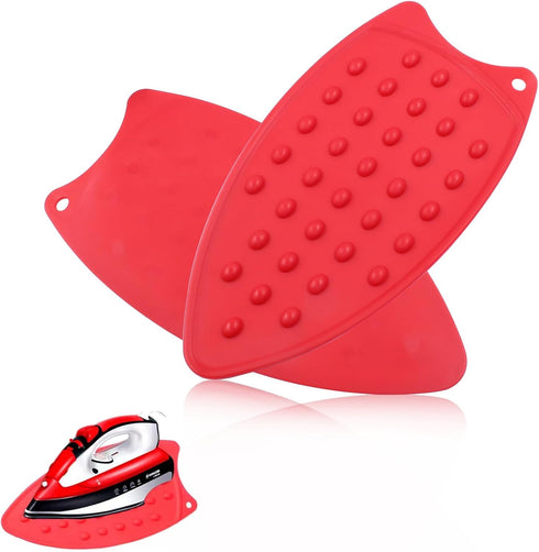 2 Pcs Silicone Iron Rest Pads Mat Iron Hot Heat Resistant Protective Pads for Ironing Board Curling Irons Flat Irons(Red)...