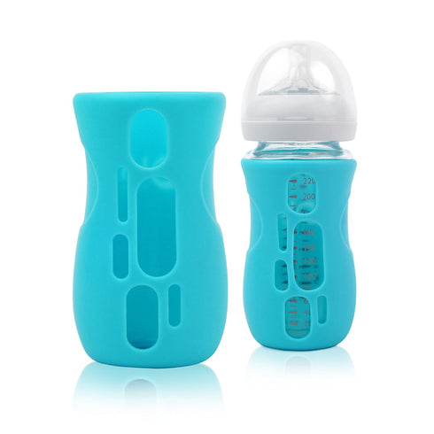 Olababy Silicone Sleeve for Avent Natural Glass Baby Bottles (8 oz, Blue)...