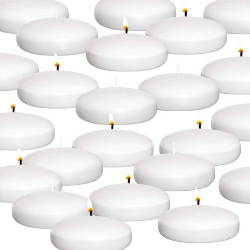 Royal Imports White Floating Candles 3" - Made in USA Pack of 24 Unscented Dripless Wax Discs - 10 Hour Burn Time - Centerpieces, Weddings, Events...