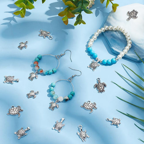 PH PandaHall Tibetan Turtle Shaped Alloy Charms, Vintage Turtle Pendant Turtle Charms for Bracelet Necklace Jewelry DIY Crafting...
