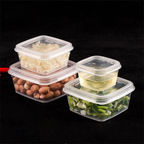 MIUPOO Leak Proof Square Sauce Cup,Plastic Souffle Cups,Disposable Clear Leak Proof Sauce Cup With Hinged Lid,Used for Various Sauces,Food Samples...