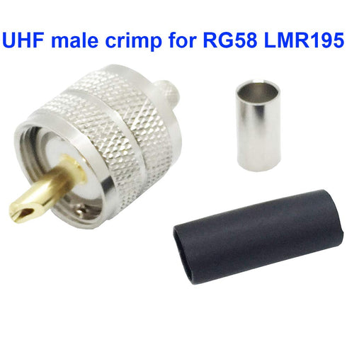Pack of 5 UHF PL-259 PL259 Male-Plug Crimp Connector Adapter Connector for RG58/U LMR195 (UHF Male Crimp RG58)...