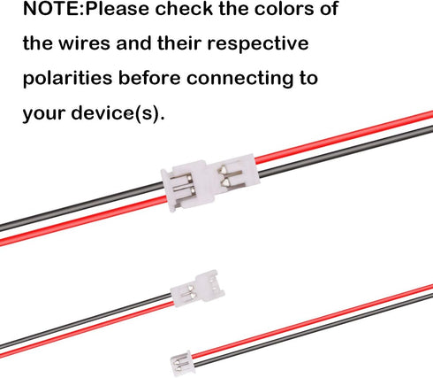 smseace 25pair 26AWG JST 1.25mm 2pin Wire Connectors 100mm Cable for Indoor 3D Plane Twinkle Light LED Belt Light sm Connections JST-1.25mm...