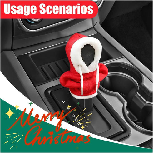 Christmas Car Shift Knob Hoodie Cover, Christmas Style Hoodie Winter Warm Car Shift Cover Shifter Hoodie Protector, Universal Shift Knob Cover Car...