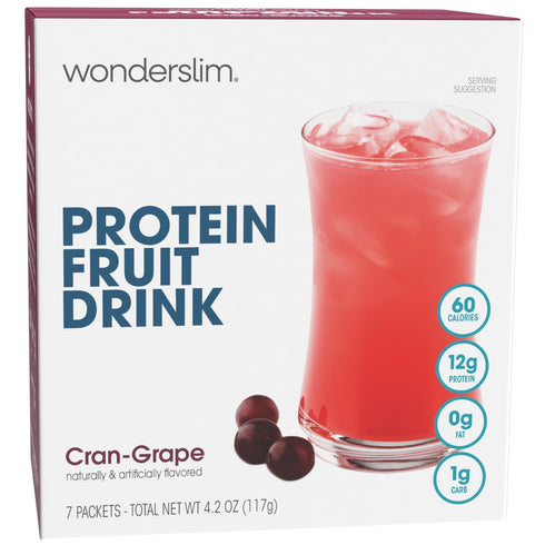 WonderSlim Protein Fruit Drink, Cran-Grape, No Fat, Gluten Free, Keto Friendly & Low Carb (7ct)...