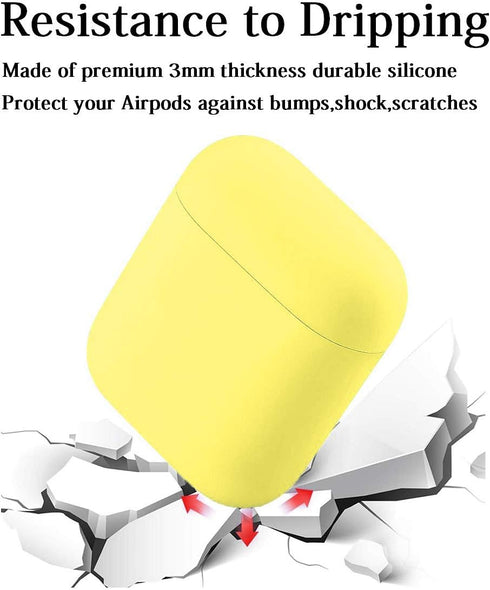 Full Protective Silicone Case Compatible with Airpods 1 and 2 No Keychain Cover Accessories Front LED Visible Supports Wireless Charging (Yellow)...