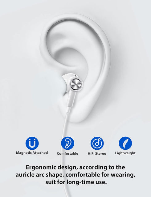 ACAGET USB C Headphones for Galaxy S24 Ultra S23 FE S22 Earbuds Wired iPhone 15 Pro USB Type C Earphones Magnetic Headset with Mic Volume Control ...