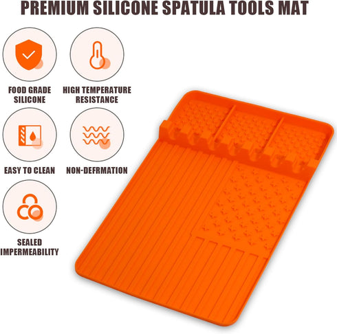 Silicone Griddle Tools Mat for Blackstone,Silicone Griddle Tools Mat with Drip Pad?Grill BBQ Caddy Utensils Holder for Kitchen,Cooking & Counterto...