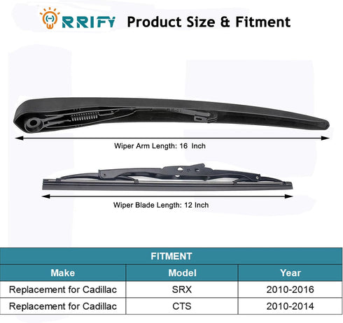 Rear Windshield Wiper Arm Blade 20825881 for Cadillac SRX 2010-2016, for Cadillac CTS 2010-2014 Back Windshield Wiper Assembly...