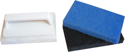 Super Scrubber with Three Different Kinds of Pads - White Brush Body and White/Blue/Black Pads...