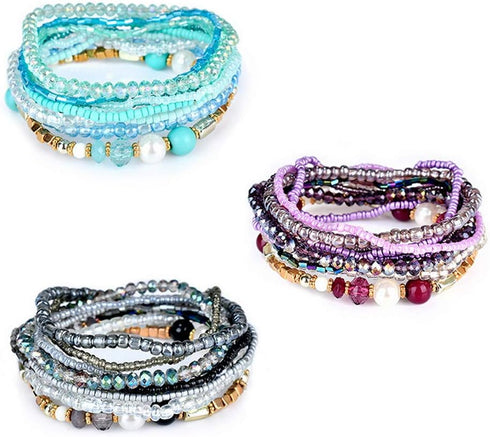 MengPa Beaded Bracelets for Women Trendy Stacks Boho Bead Bracelet Pack Friendship Jewelry...