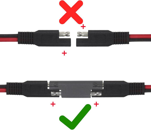 SAE Polarity Reverse Adapter Connector 2 Pin SAE Polarity Switching Adapter SAE Quick Disconnect Plug For SAE To SAE Extension Cable Solar Panel A...