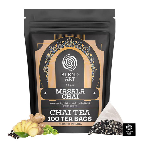 Blendart, India's Original Masala Chai Tea bags (100 Count) Classic Assam Black Tea blended with Ginger Cardamom and Exotic Spices Robust & Spicy ...