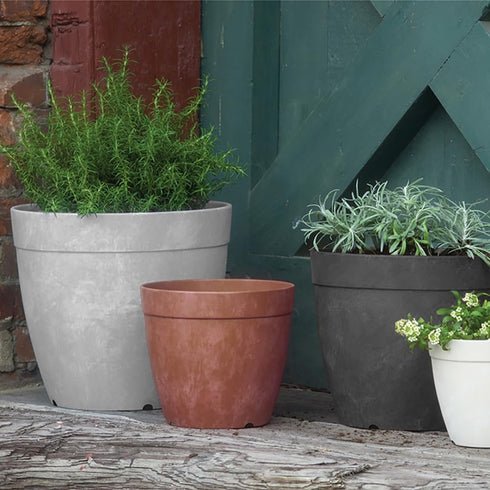 Dolce Round Planter, Gray, 6"...