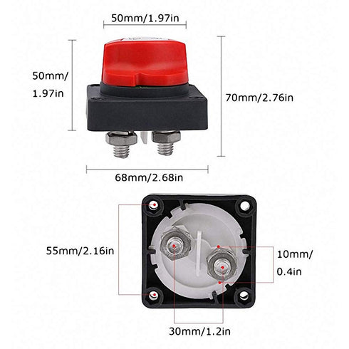 Waterproof Heavy Duty Battery Disconnect Isolator Switch (Panel Mount On-Off) 12/50V 200/1250Amps Master Cut/Shut Off Marine Battery Switch for Bo...