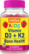 Vitamin D3 + K2 for Kids Gummies - Vitamin D3 1000 IU, K2 100 MCG - Bone and Muscle Health Support, Natural Flavors, GMO Free, Gluten Free, Vegan ...