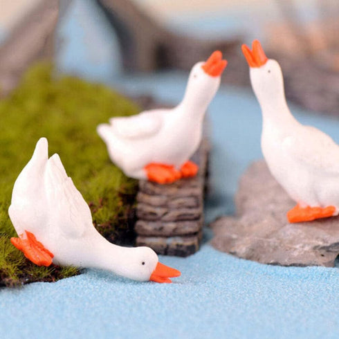 ARTIBETTER Miniature Goose Figurine 6pcs Miniature Goose Figurine White Goose Statue Fairy Tale Garden Animal Accessories Cake Toppers Sculpture f...