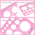 LOKUNN Circle Template for Drawing, Pink Ruler Quilling Tool, Round Hole Ruler Tool, Multi-Function Round Plastic Geometric Stencil Rulers Drawing...