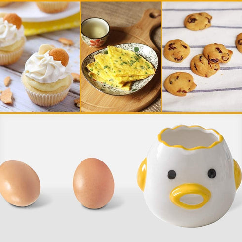 ZOSTLAND Egg Yolk Separator, HQ Creative Ceramics Cute Little Chicken Egg Yolk White, Funny Style Simple Automatic Separation Baking Assistant Too...