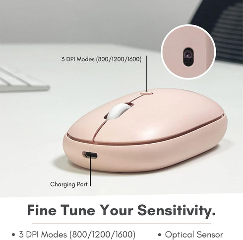 Macally Wireless Bluetooth Mouse - Strong Connection - Quiet, Comfortable, Rechargeable Mouse for Macbook Air/Pro, Mac, iMac, Apple iPad - Wireles...