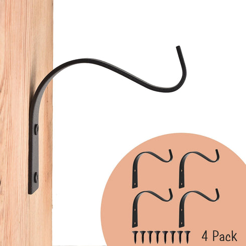 4 Inch Iron Wall Hooks for Plant Hanger Bracket Indoor Outdoor, Wall Mount Rustic Decor for Light, Lanterns Fence, Bird Feeders, Wind Chimes...