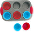 Boxiki Kitchen Non-Stick Steel 6 Cup Muffin Pan with Silicone Handles and Reusable Liners - Perfect for Baking Large Muffins and Cupcakes...