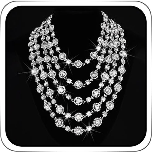Jeairts 1920s Layered Rhinestone Collar Necklace Silver Sparkly Crystal Bride Wedding Necklaces Jewelry for Women...