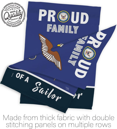 Proud Family Sailor Garden Flag - Armed Forces Navy USN Seabee United State American Military Veteran Retire Official - House Decoration Banner Sm...