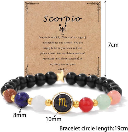 COLORFUL BLING Zodiac Bracelets for Women Men 12 Constellations Healing Crystal Stretch Bracelet Zodiac Sign Natural Stone Beaded Bracelet Horosco...