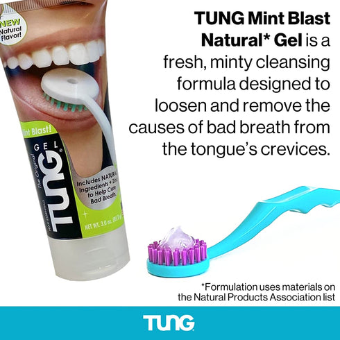 Peak Essentials | TUNG Natural Brush & Gel Kit | Tongue Cleaner for Adults | Tongue Scraper to Fight Bad Breath and Halitosis | Mouth Odor Elimina...