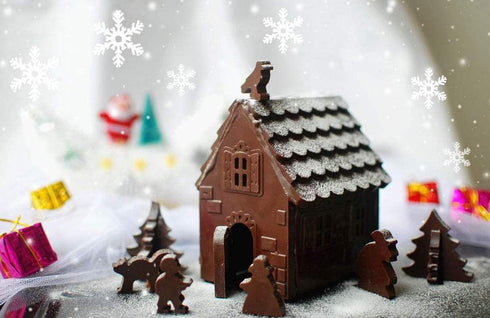 Gingerbread House Mold Kit/Christmas Chocolate Silicone Mold/ 3D Cookie Mold for DIY 3D Max Biscuit Tool...
