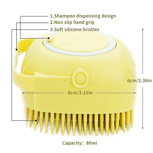 Pet Dog Cat Shedding Shampoo Brush Pet Bath Massage Shower Bubbles Self Cleaning Dog Grooming Brush Scrubber Brush for Bathing Hair Removal Soft S...