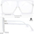 The Fresh Large Oversized Fashion Square Flat Top Sunglasses with Gift Box (4-Shiny Crystal, Clear/AR Coating)...