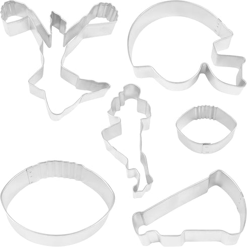 R&M International Football Cookie Cutters, 2 Footballs, Player, Helmet, Cheerleader, Megaphone, 6-Piece Set...