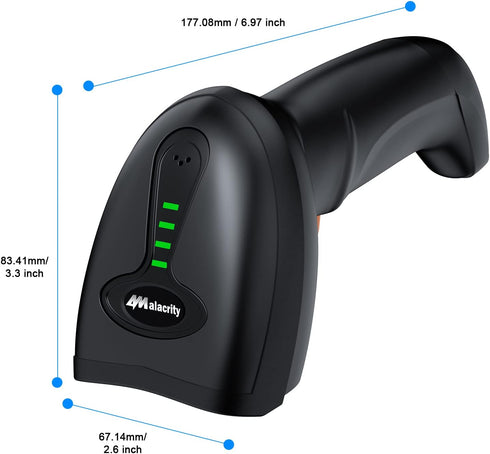Bluetooth Wireless Barcode Scanner with Stand,Alacrity 3-in-1(Bluetooth & 2.4GHz Wireless & USB Wired) Bar Code Reader,1800mA*H Rechargeable Batte...