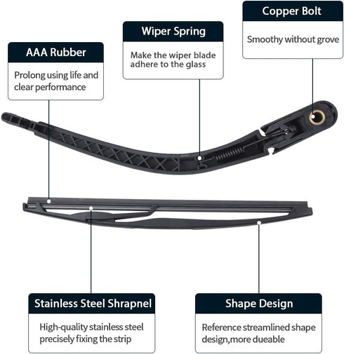 Rear Wiper Arm Blade, Replacement for 2005-2009 Dodge Magnum, Nitro, Chrysler 300C - MIKKUPPA Back Windshield Wiper Assembly Replacement...