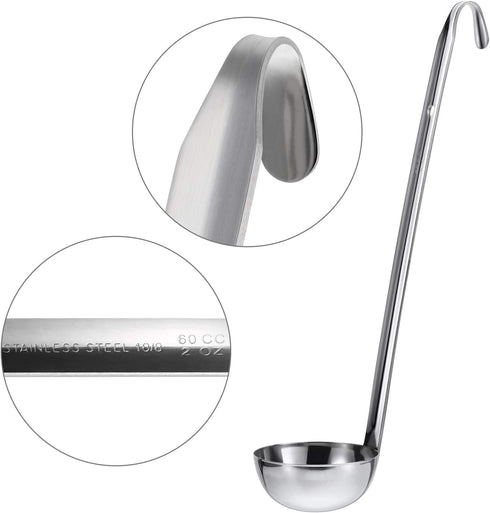 meekoo 3 Pieces Stainless Steel Ladle Soup Handle Ladle with Pouring Rim for Kitchen Cooking Soup Sauce(2 oz)...