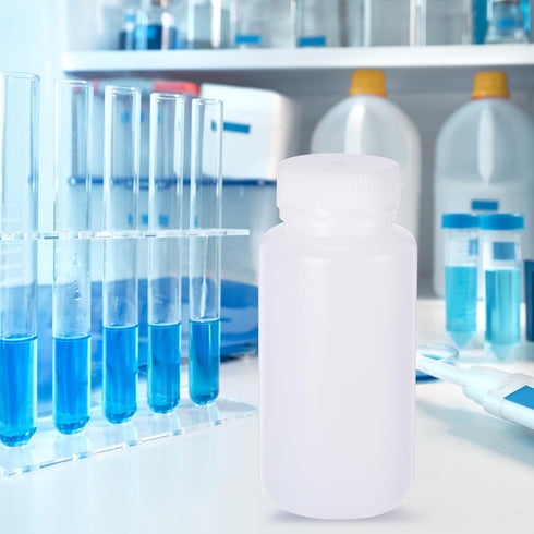 PATIKIL 5 Pcs 250ml Reagent Bottles, PE Wide Mouth Round Graduated Bottles with Screw Cap for Lab Water Reagent Liquids Solid Sample Storage Seal,...