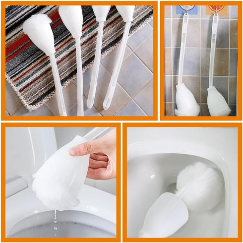 Abaodam Toilet Brush Cleaners White Soft Toilet Bowl Brush Mop Toilet Scrubber with Long Handle for Bathroom Accessories Toilet Scrubber Cleaning ...