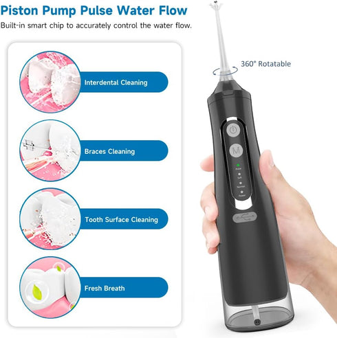 Water Dental Flosser Teeth Pick: Portable Dental Water Jet 310ML Water Tank Rechargeable Travel Irrigation Cleaner IPX7 Waterproof Electric Water ...
