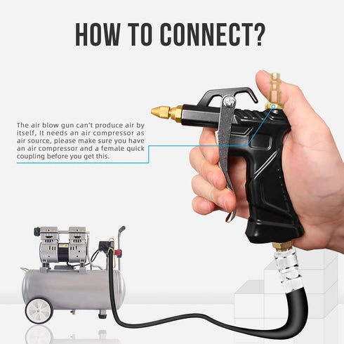 Industrial Air Blow Gun, with Brass Adjustable Air Nozzle and 3 Air Flow Extension, and 6 Sealing Rings, Pneumatic Tools Air Compressor Accessorie...